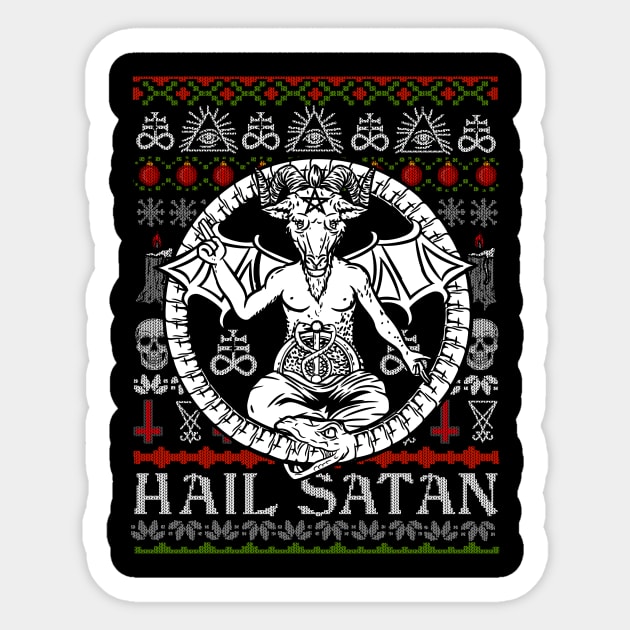 Satanic Christmas - Hail Satan Ugly Sweater Sticker by biNutz